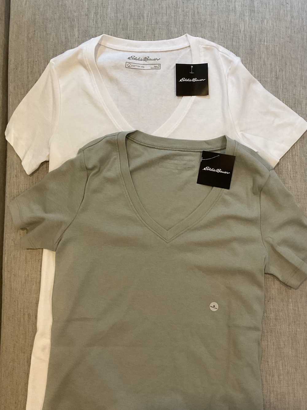 Eddie Bauer V-Neck Tee Duo - White & Sage